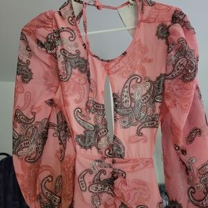 Pink Paisley Long Sleeve Dress